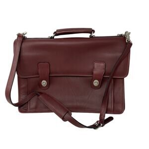 Sacoche International Leather Messenger Bag Oxblood Leather Multi Pocket 16"